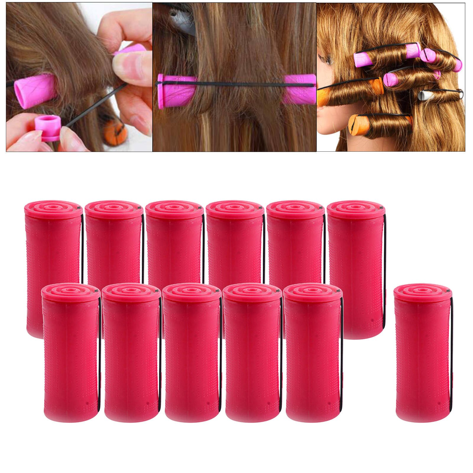 Varillas para rizar el cabello para mujer, rodillos de pelo largo y corto sin calor, herramientas de peluquería con banda de goma, 1 paquete