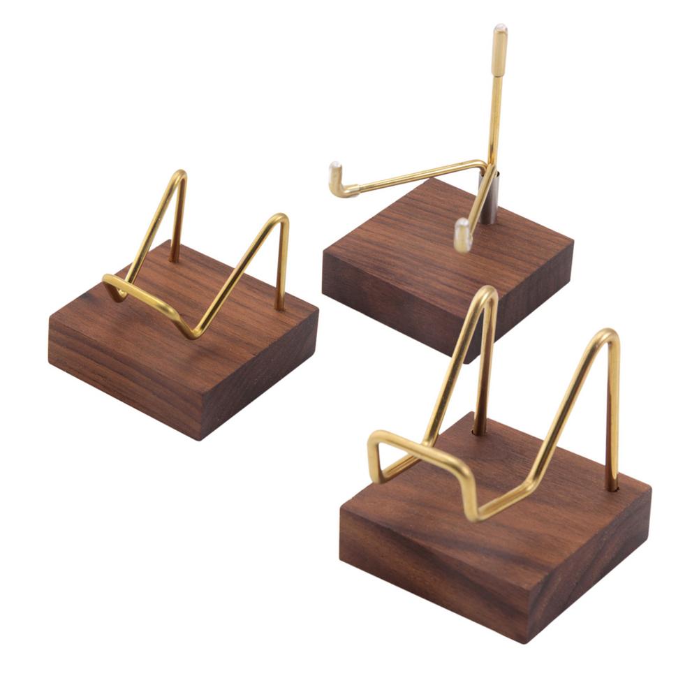 Chevalet avec bras en métal, Base en bois, présentoir pour pierres précieuses, minéraux, rochers, géode, décoration de la maison