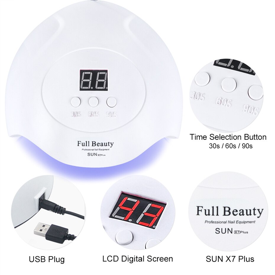 Lámpara de uñas UV LED 30W para manicura, juego de lámparas de Gel, luz solar, secado, barniz y esmalte de uñas, máquina híbrida TRSUN X7 Plus