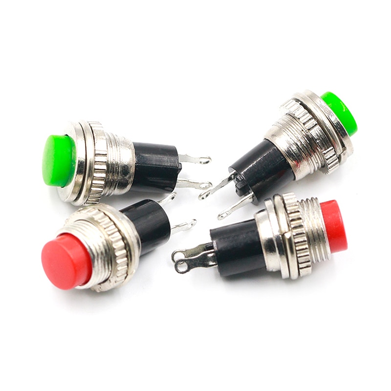 10pcs White Red Green Blue Black Yellow Panel Mount Round Normal Open NO 10mm Momentary OFF-(ON) Push button Switches DS-314