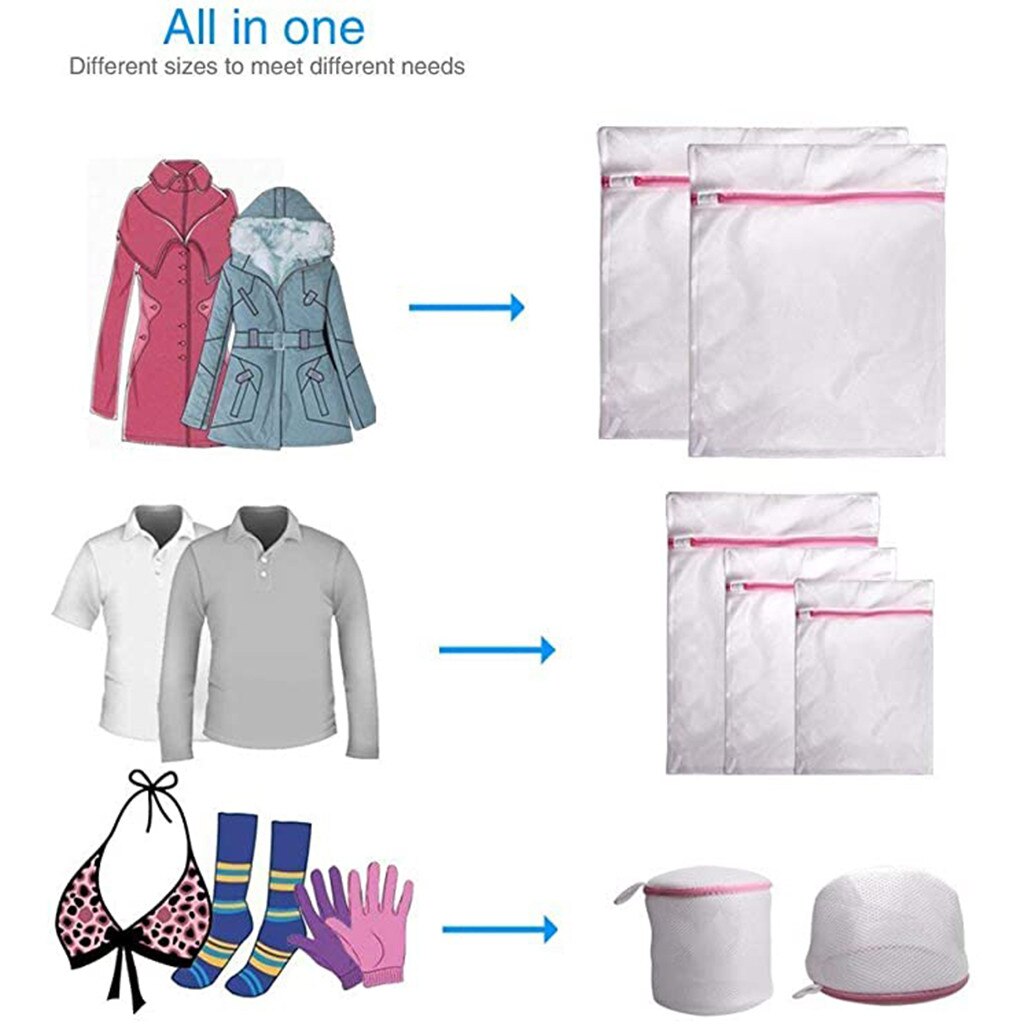 7 different sizes Mesh Laundry Bags for Delicates with Premium Zipper, Travel Storage Bag For delicates Protective Net for Cloth