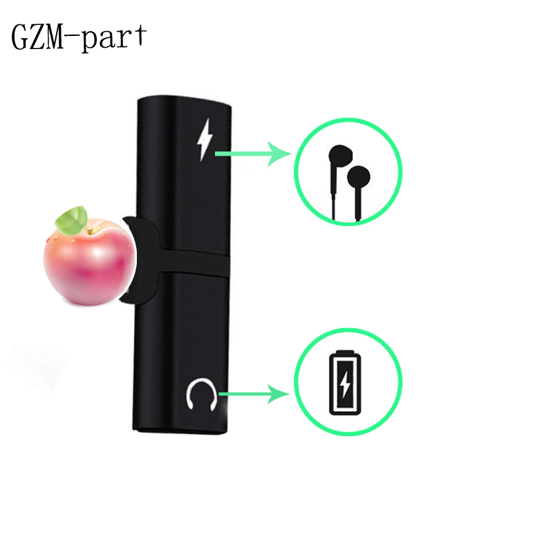 GZM-part For iPhone 7 8 X Connector Splitter Charger Audio Headphone Jack to Earphone AUX Cable 2 in 1 Audio Adapter