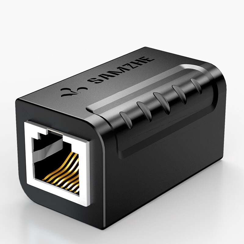 Samzhe ethernet kabel adapter 8 p 8c rj45 lan kabel forlængerstik til internetforbindelse hun til hun: B-bk