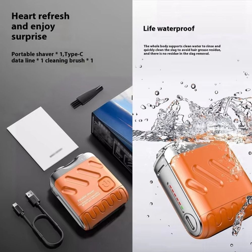 Mini Men's Electric Shaver Double Head Magnetic Portable Rotary Razor 9000 Revolutions Wet and Dry Shaving Beard Trimmer Dad