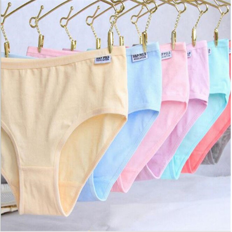 Slimgirl Women's Comfortable Panties 4 Pcs/lots Underwear Solid Cotton Briefs Low-waist Girl's Intimates Big Size M XL 5 Colors