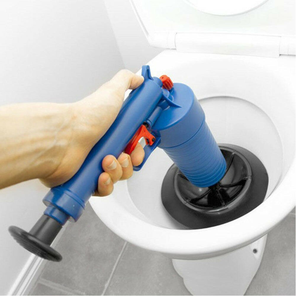 Blue Toilet Dredge Plug Air Pressure Drain Cleaner High Pressure Powerful Blaster Pump Bathroom Drain Cleaners Kitchen Tool