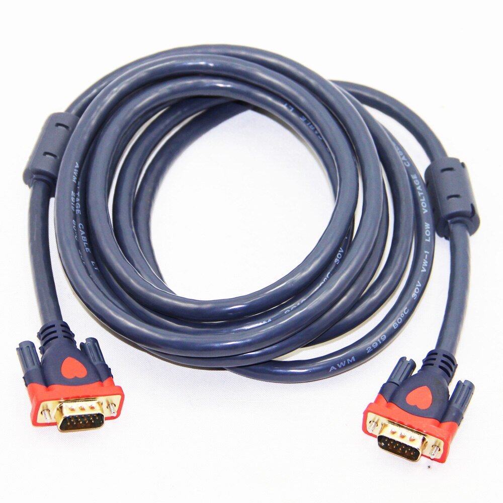Bochara-Cable VGA macho a macho 3 + 9 HD totalmente alámbrico de 15 pines para LCD, CRT, proyector, PC, portátil, Monitor de 1,5 m, 3m, 5m, 10m, 15m, 20m