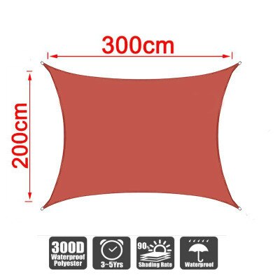 300D Wasserdichte Große Sonnensegel Platz Rechteck Garten Terrasse Baldachin Schwimmen Sonne Schatten draussen Camping Hof Segel Markisen: IronRed 2x3m