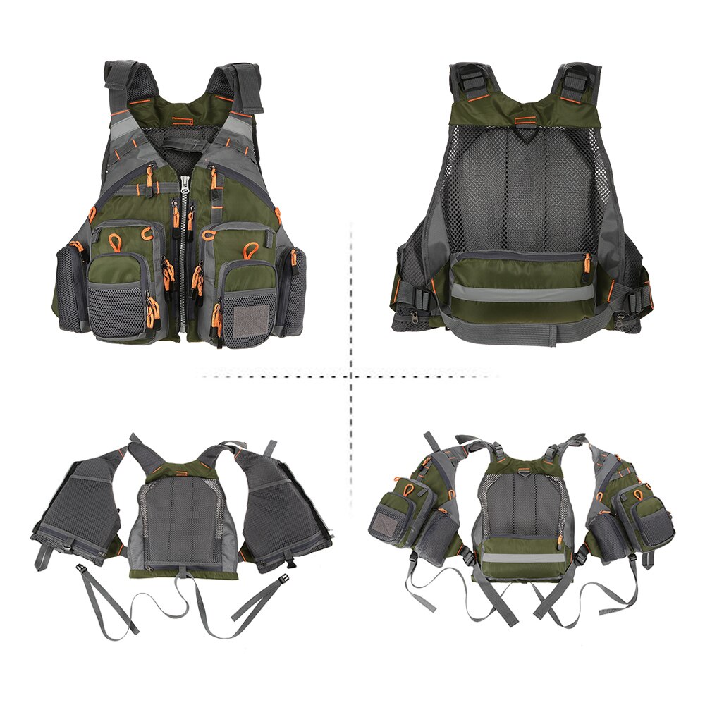 ​Lixada Outdoor Fishing Vest Pack Multi Pocket Breathable Mesh Drifting Fishing Vest Waistcoat Jacket Coat Unpadded Green