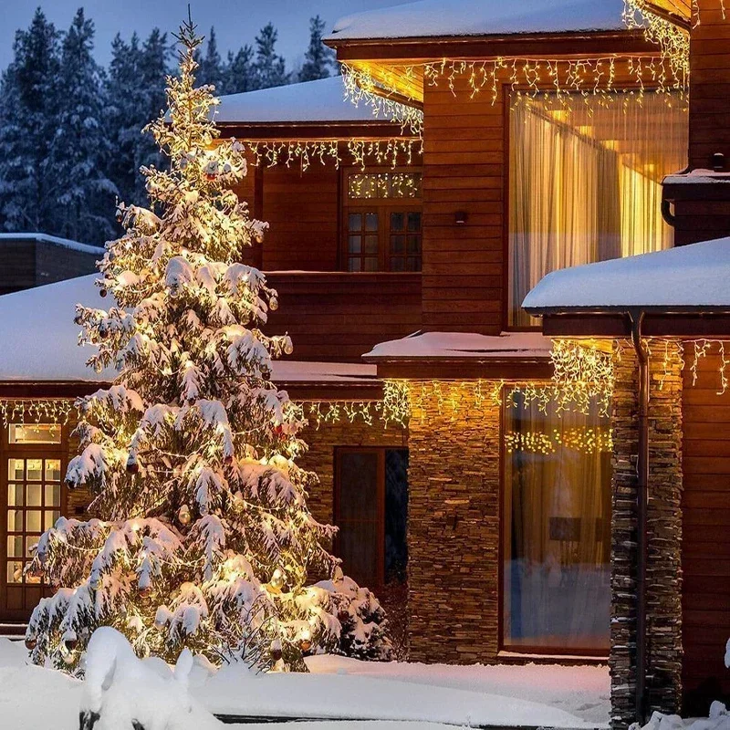 4M x 0.6M rideau LED guirlande de glaçons prise ue guirlande de noël lumière tombante mariage jardin rue éclairage décoratif extérieur