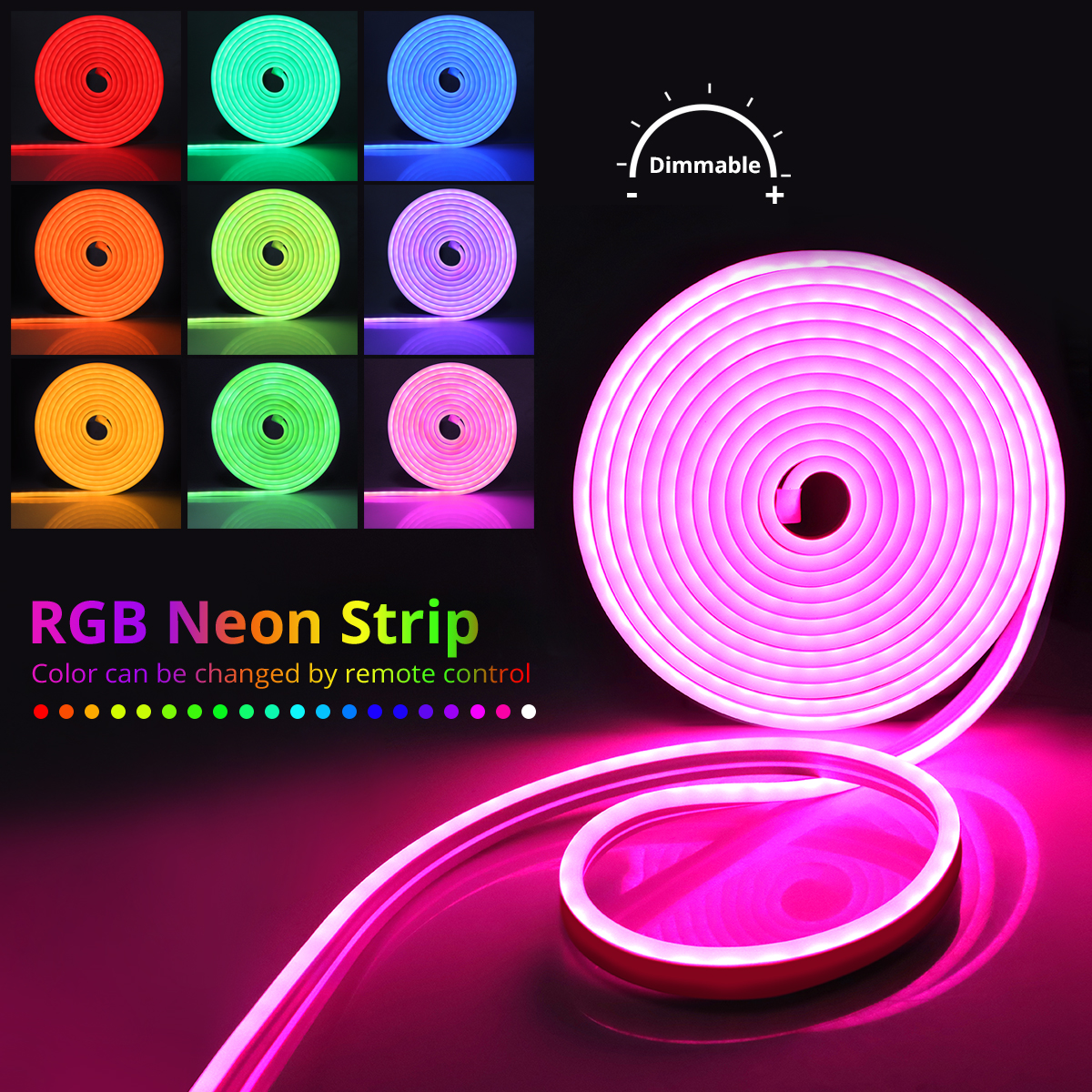 Tuya Smart Life WiFi LED tira de luz de neón 12V tira de LED RGB cinta de letrero de neón decoración Alexa Google Home Gel de sílice con Clips