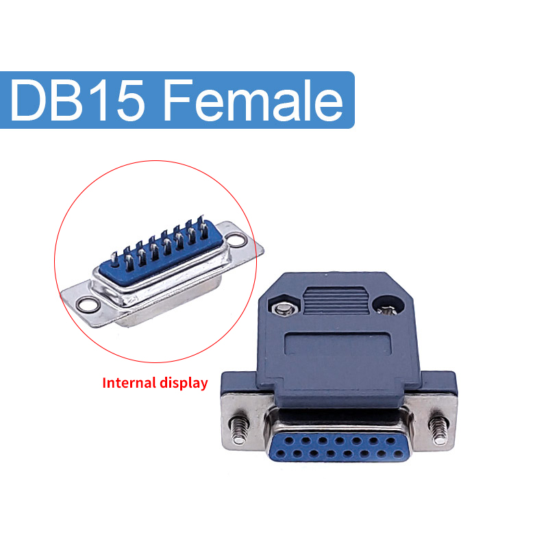 Connecteur DB15 à 2 rangées, trou/broche femelle mâle, adaptateur de prise, en laiton argenté doré, D SUB DP15 + coque en plastique: silver female