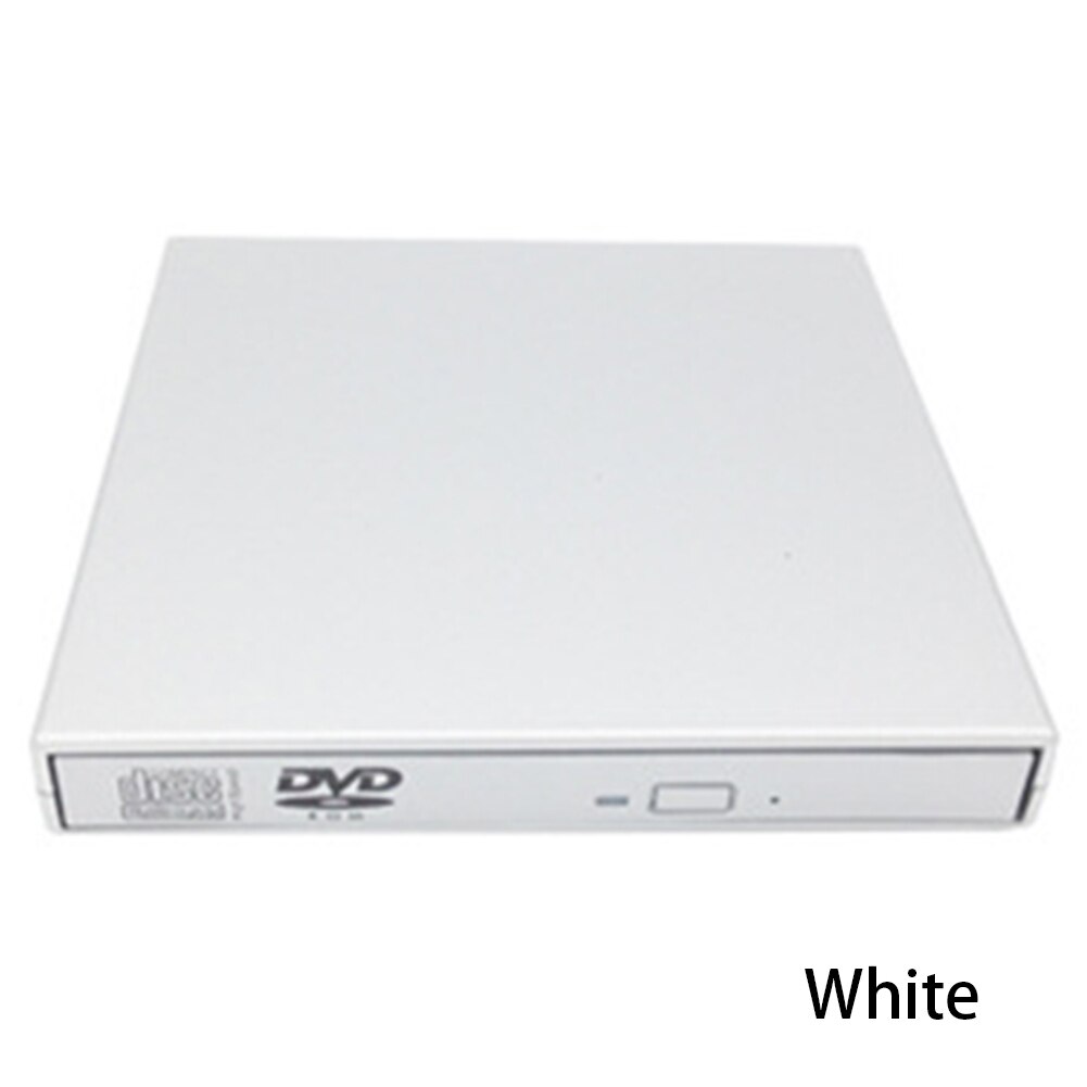 Leitor e gravador de dvd externo, dispositivo profissional fino com 2 cabos, entrada usb 2.0, leitor e gravador de dvd: Branco