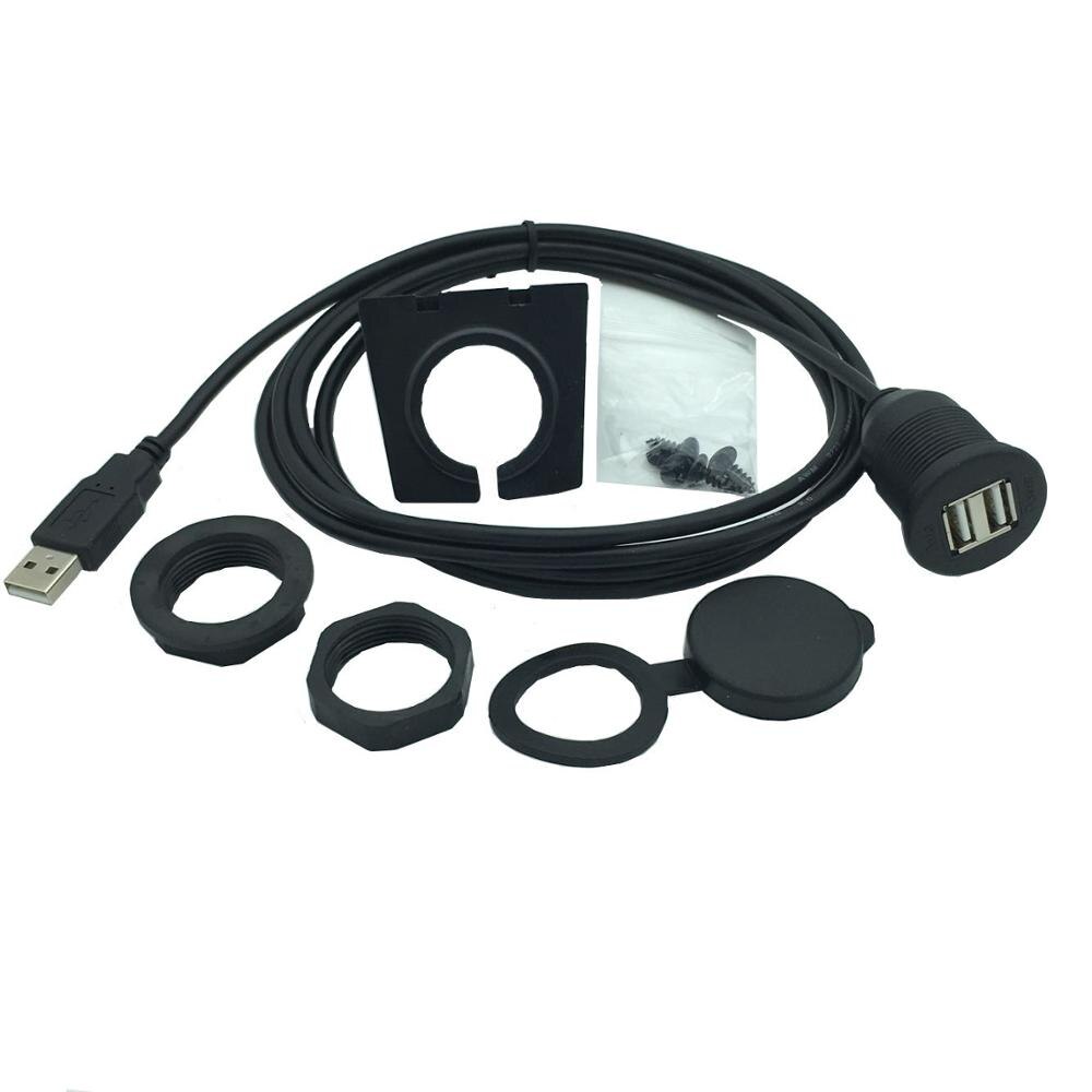 1m 3FT 2M Car Dash Board Mount Dual Port USB 2.0 A Male To A Female Socket Extension Panel Cable