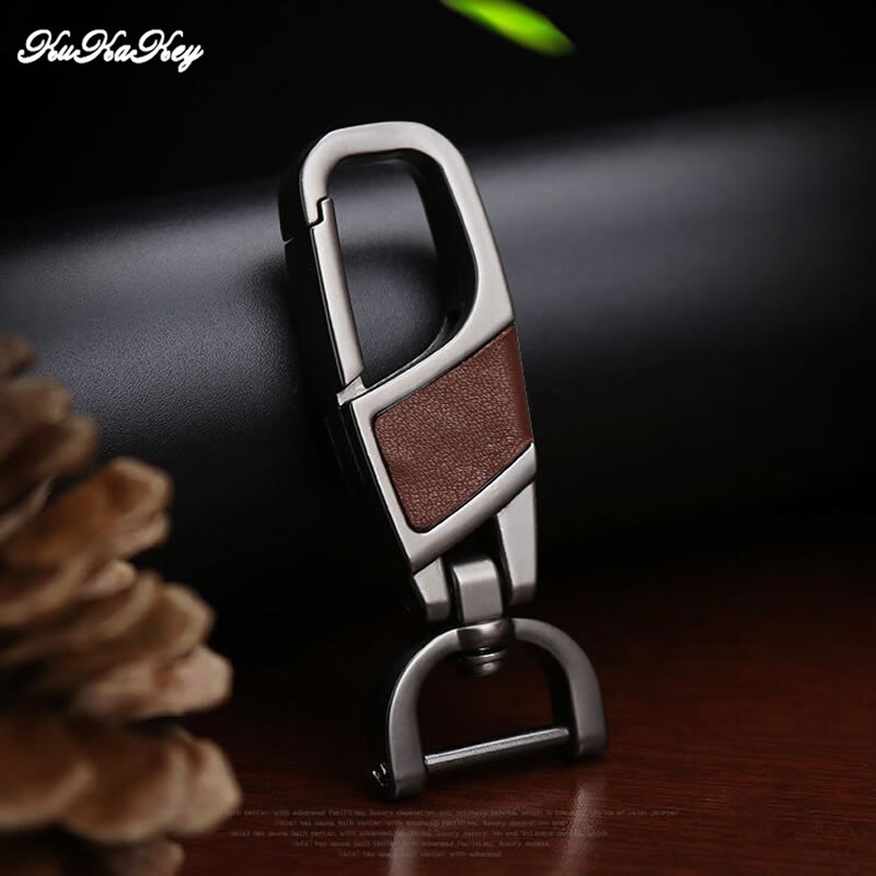 Leather Car Key Case Cover For Peugeot RCZ 107 206 207 208 306 307 308 407 408 Auto Key Bag Shell Protector Accessories: Brown Keyring