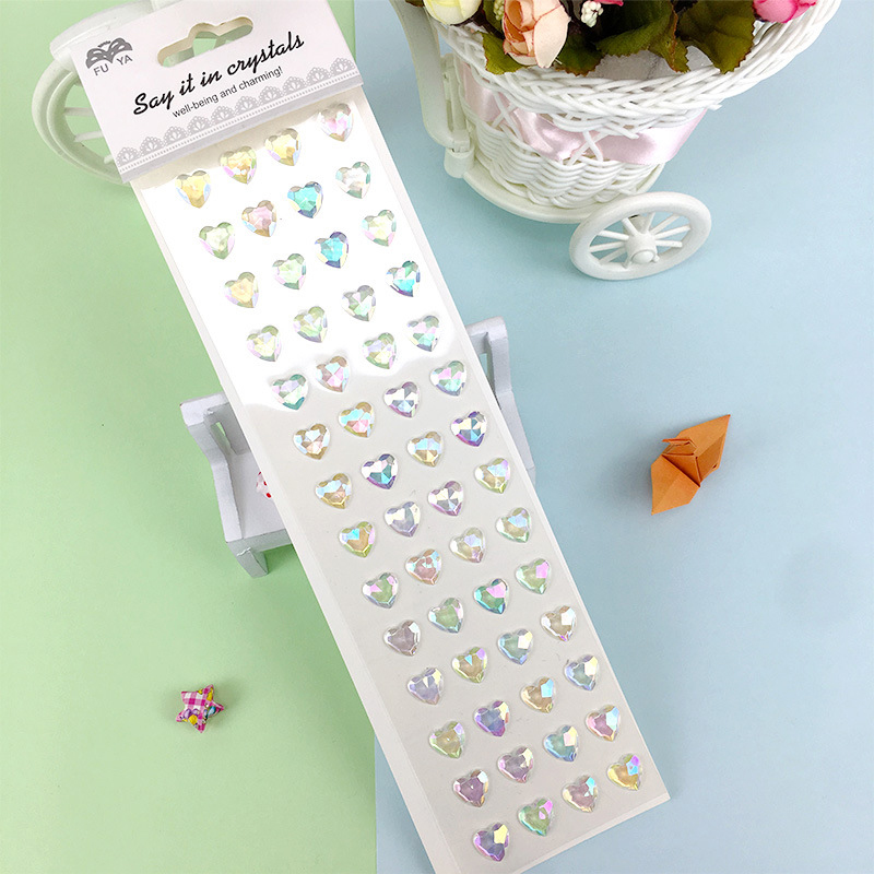 Kleurrijke Hartvorm Plaksteen Hars Kleur Ab Zelfklevende Rhinestone Stickers Voor Diy Nail Arts Telefoon Case Decoratie: White