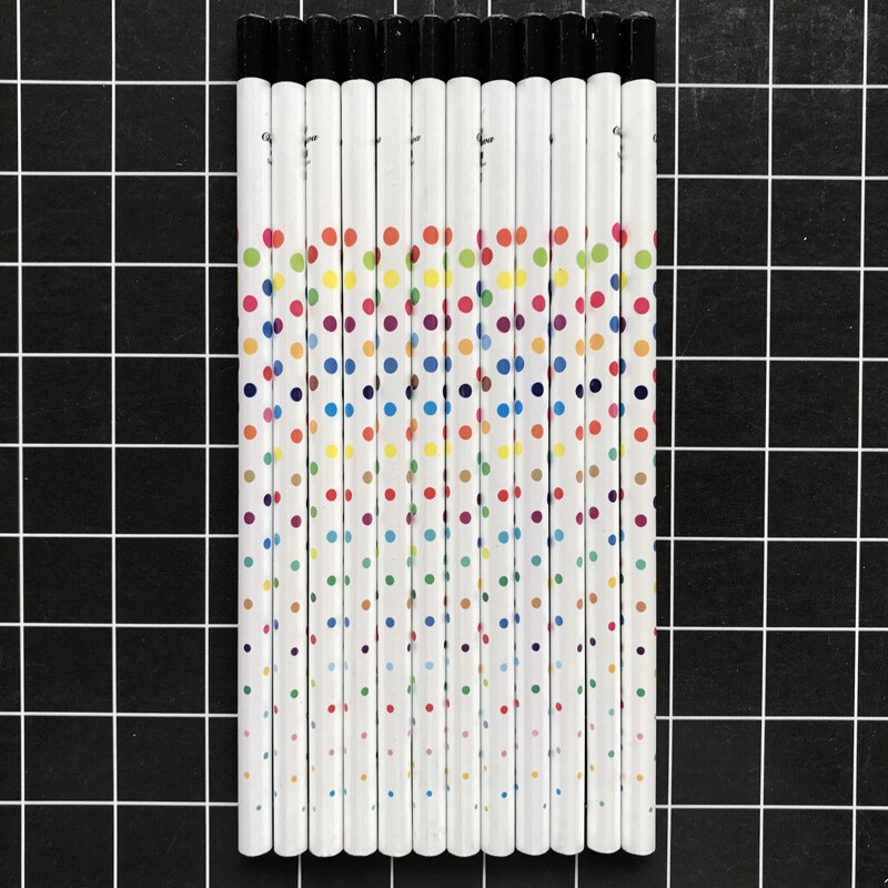 4pcs/lot Cute Colorful Dots Triangle 2H Standard Wooden Pencil Student Stationery Writing Drawing Pencils School Office Supply