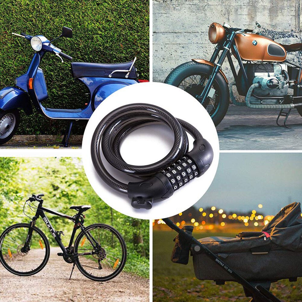 High Security Anti-Diefstal 5 Cijfercombinatie Staaldraad Bike Motor Code Lock Motorcycle Accessoires Exterieur Gespaard Onderdelen