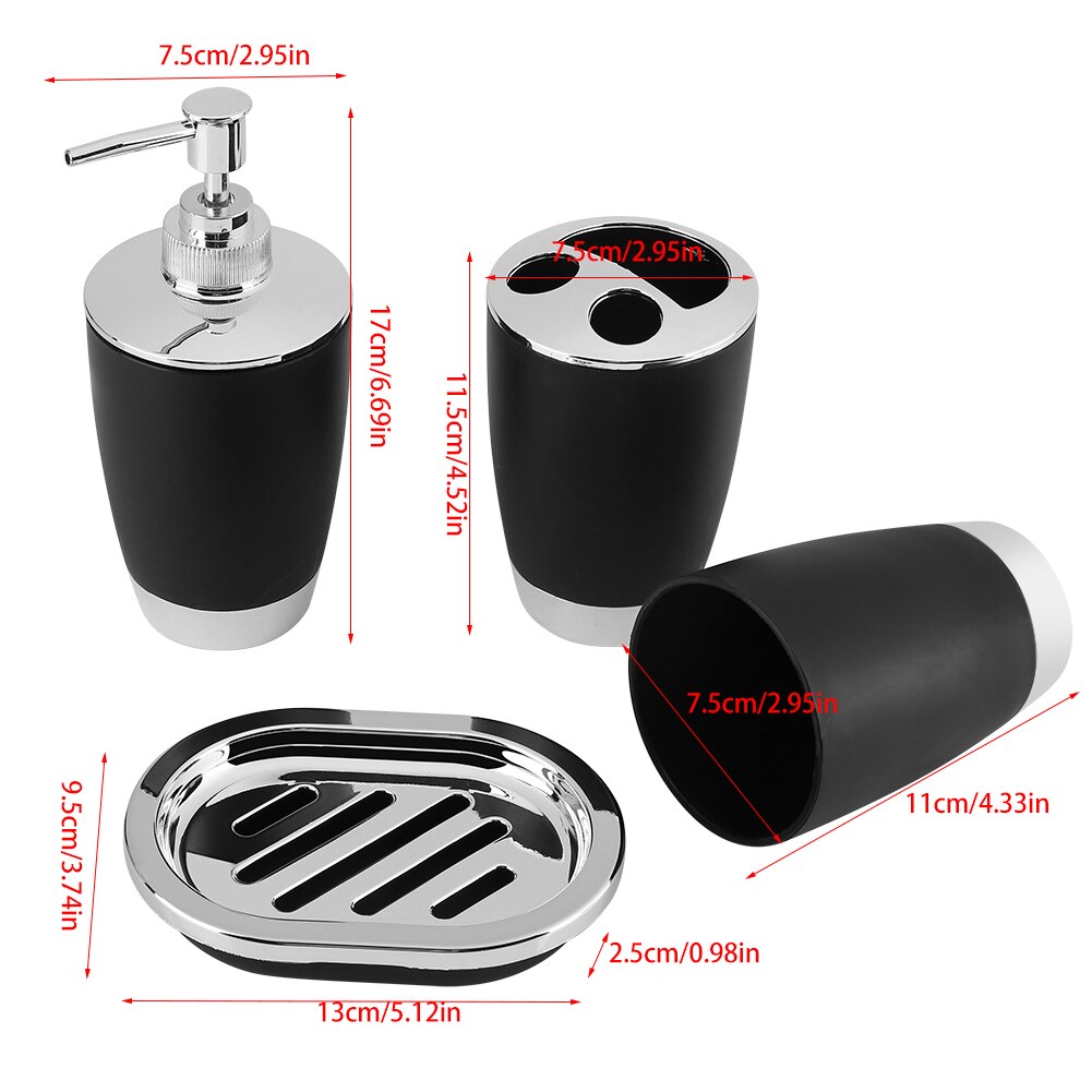 Set de 4 unidades de accesorios para baño, Set de jabones para el baño, Set de jaboneras con soporte para cepillo de dientes, dispensador de jabón, Set de jabones