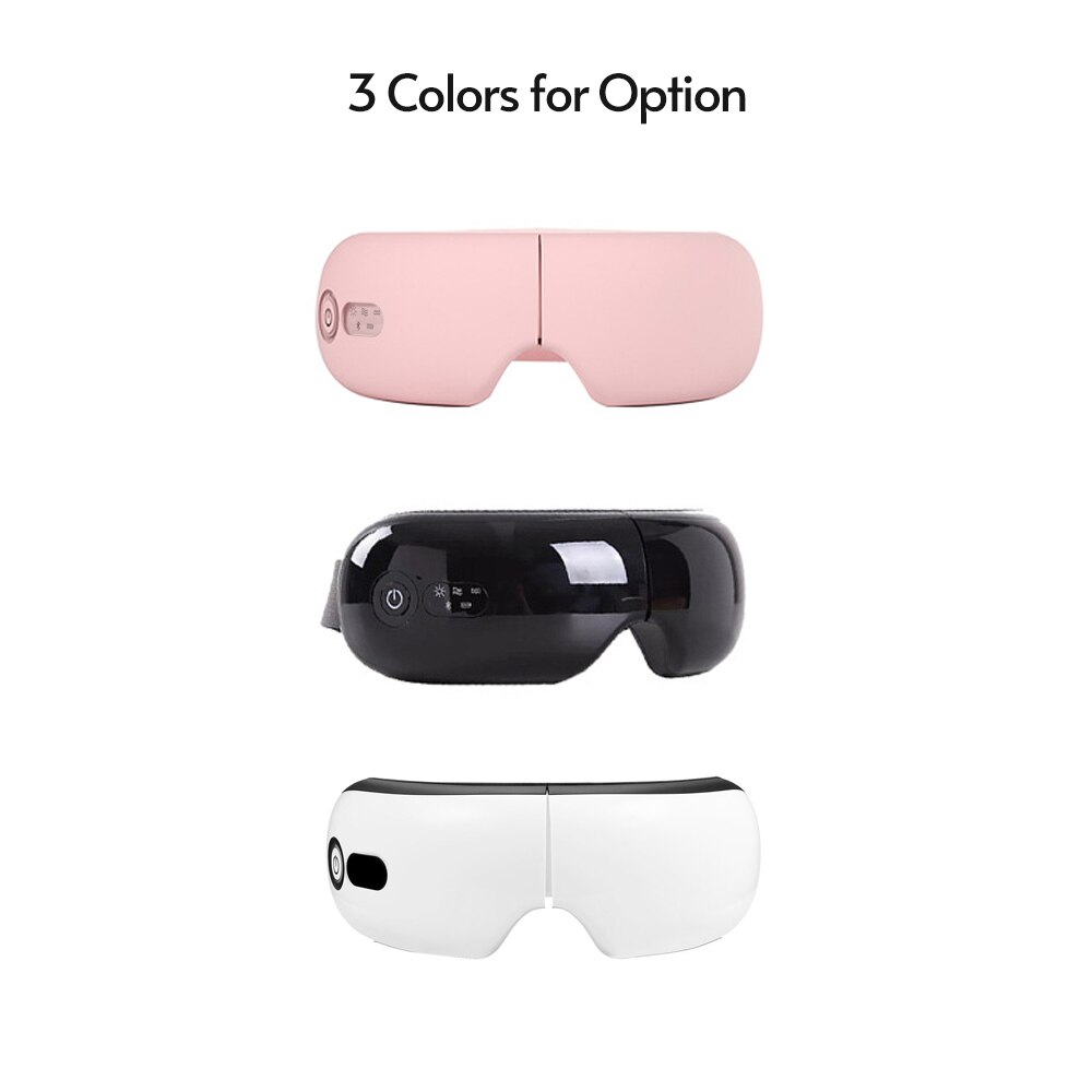 Eye Massager Voor Verlichten Ogen Batterij Verstelbare Elastische Band 4 Modi Bt Muziek Verbinding Met Warmte Trillingen