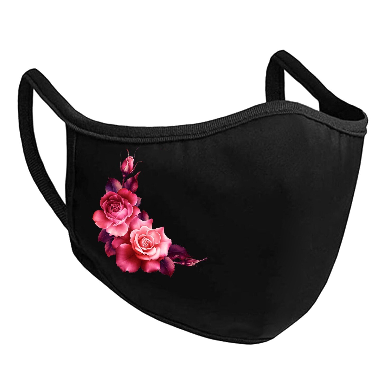 Plus Size Adult Black Ski Fasemask Flower Printed Fabric Reusable Breathable Cotton Mascarillas Bandana: H