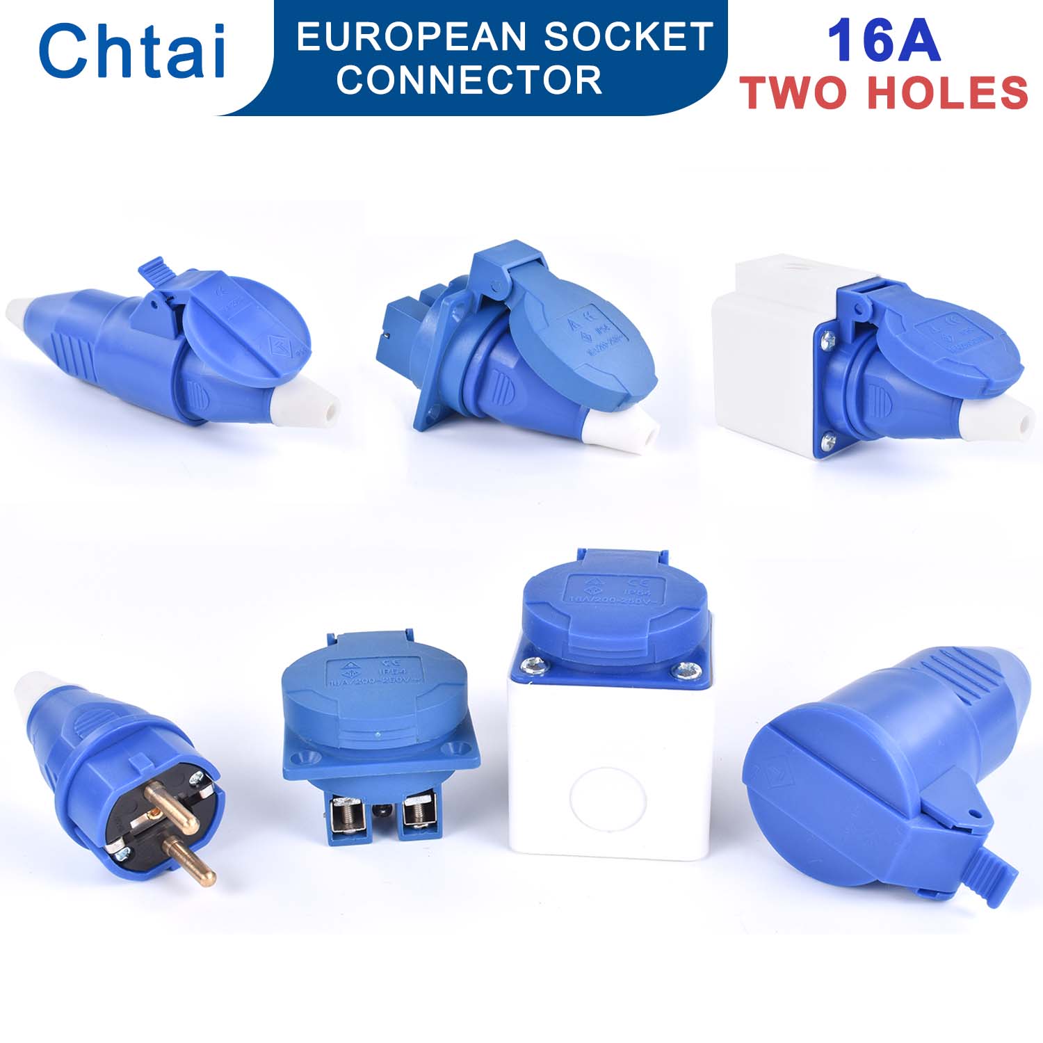 Prise industrielle ue prise volante SCHUKO étanche 2PIN 16A IP44 IP54 prise dissimulée/mur monté en Surface 250V mâle femelle