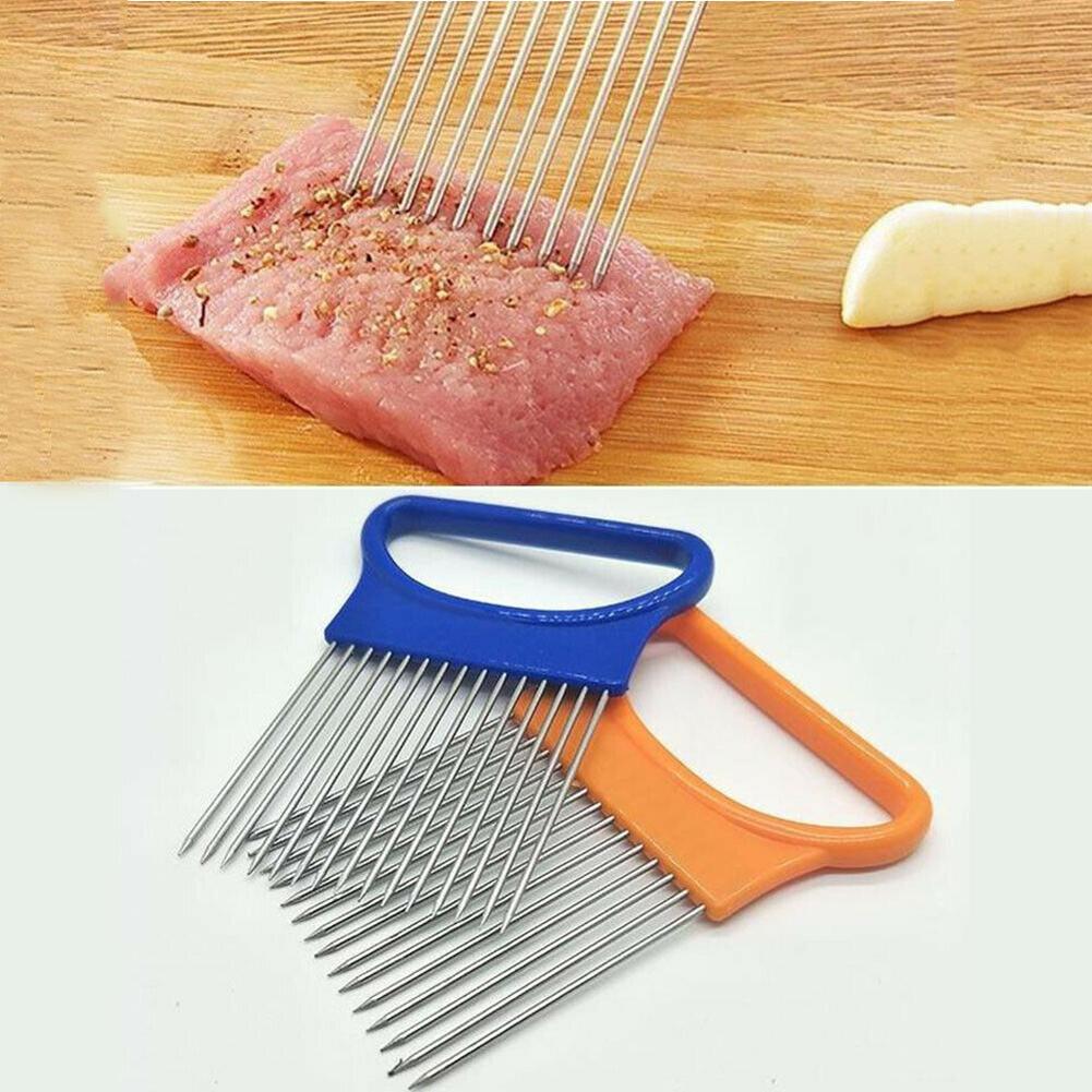 Rostfritt stål lökskärare multifunktion grönsaker tomatskärare hållare köttnål för köksprylar tillbehör