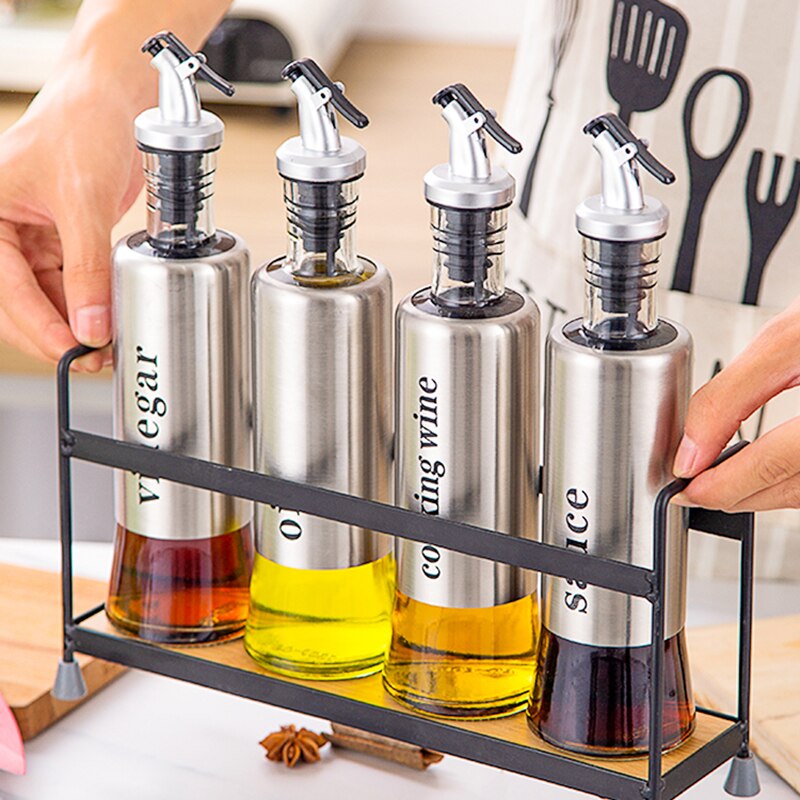 Olivenöl Spender Flasche Soße Essig Wein Gewürz Glas Edelstahl Behälter Küche Lagerung Kochen Werkzeug Zubehör