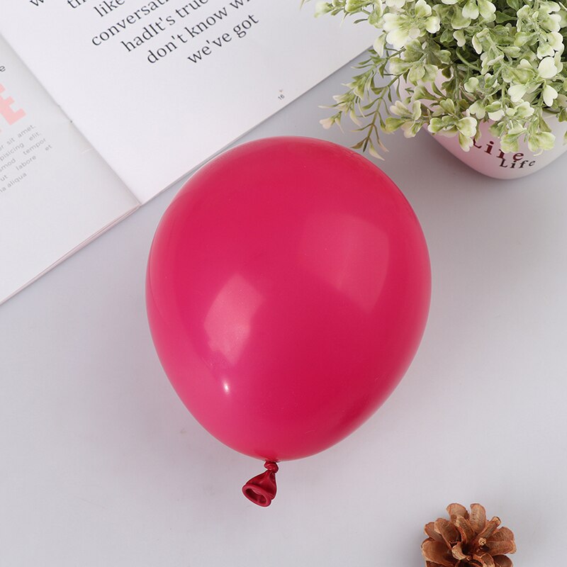 Små balloner mat runde latex bryllupsfødselsdag dekoration baby shower jubilæum 100 stk: Rosenrød