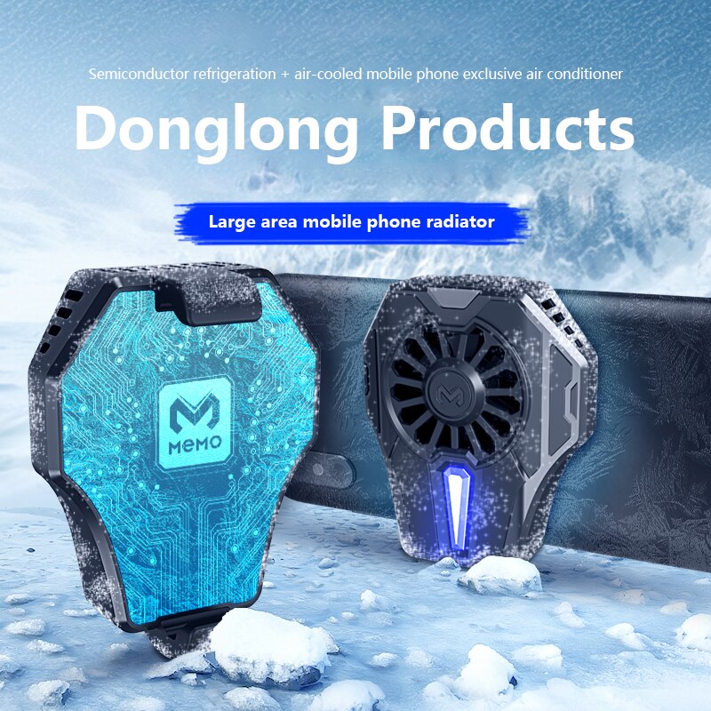MEMO Mobile Phone Radiator Phone Game Cooling Fan Case Cold Wind Handle Fan DL01 For PUGB Phone Cooler Phone Cooling Fan Case