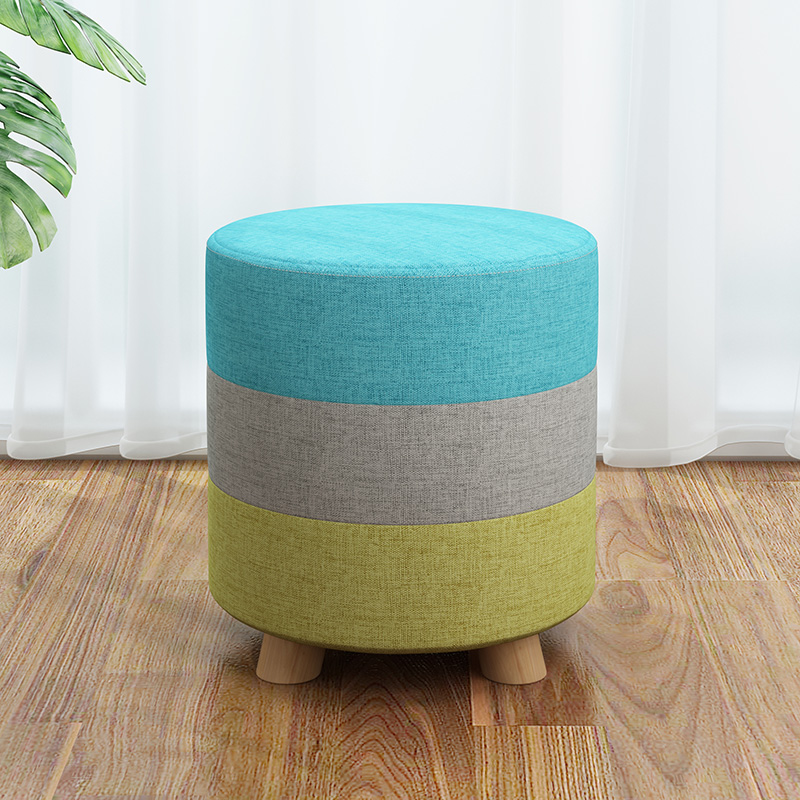 Tissus tabouret rond en bois maison adulte enfants canapé petite chaise basse poufs moderne changement chaussures banc