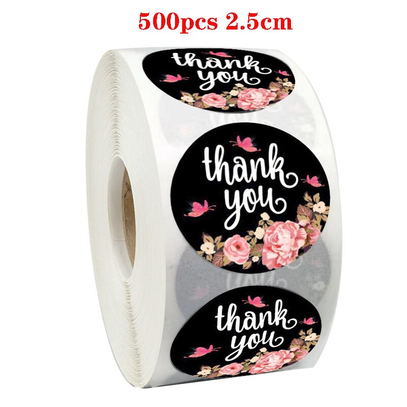 500PCS/Roll Thank You Stickers Handmade Sticker Circle Stationery Thank You For Your Order Seal Labels Thank You Sticker: 7