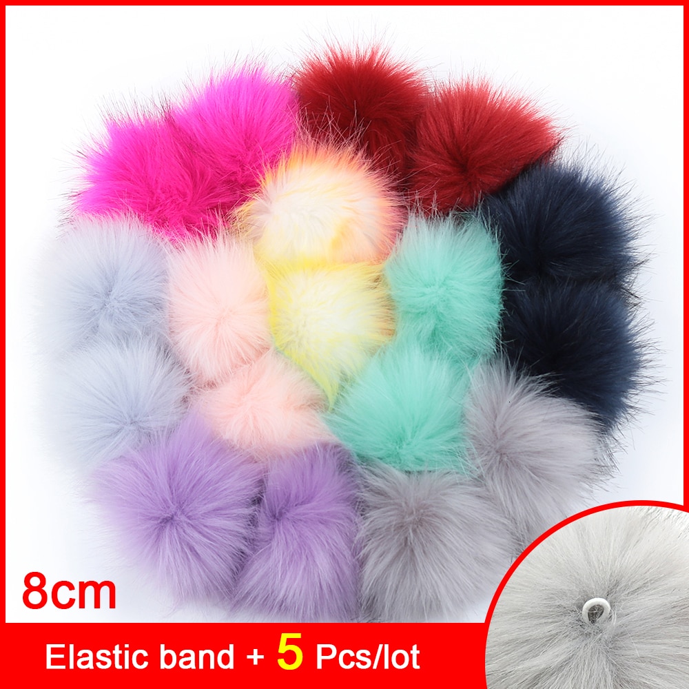 5 stk/parti 8cm fuskerevepelsball 100%  polyester miljøvennlig fluffy ball klær sko hattemaker tilbehør gummibånd grensesnitt