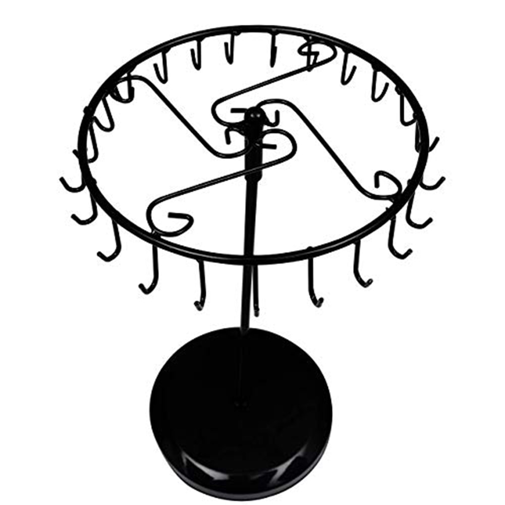 23 Hooks Rotating Necklace Display HolderRack Metal Storage Shelf Jewelry Hanger Pendant Bracelet Jewelry Stand Rack: black