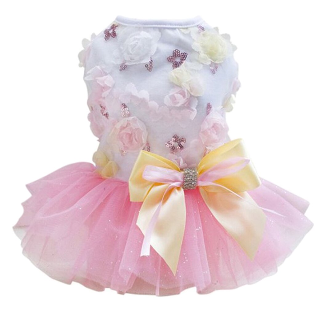 Summer Dog Dress Tutu Dress Pet Dog Clothes for Small Dog Wedding Dress Skirt Puppy Clothing Spring Pet Clothes Chihuahua Yorkie: Pink / L