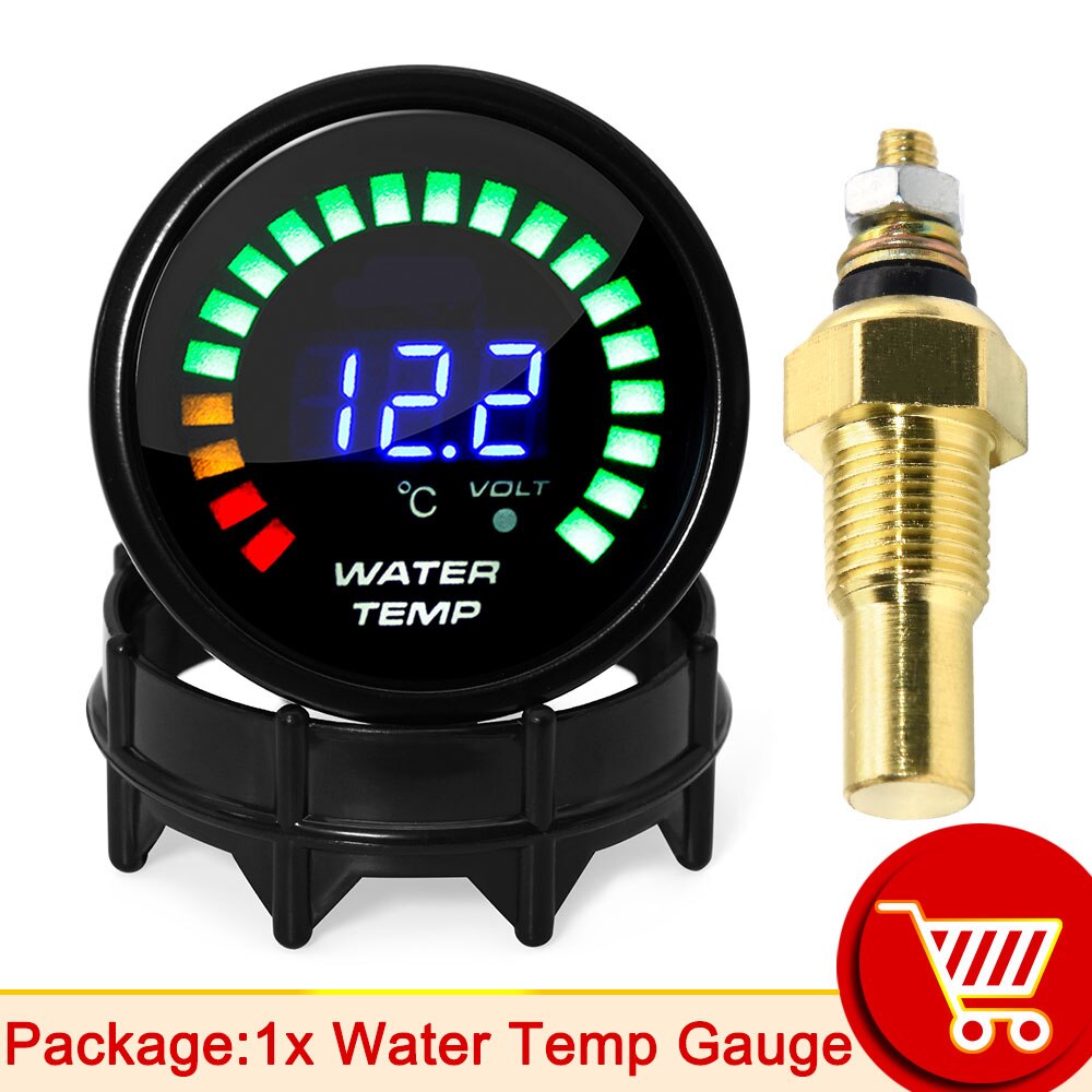 2inch 52MM Digital 20 LED tachometer Boost bar psi Vacuum Water temp Oil temp press Voltmeter Air/fuel ratio EGT temp RPM Gauge: water temp gauge