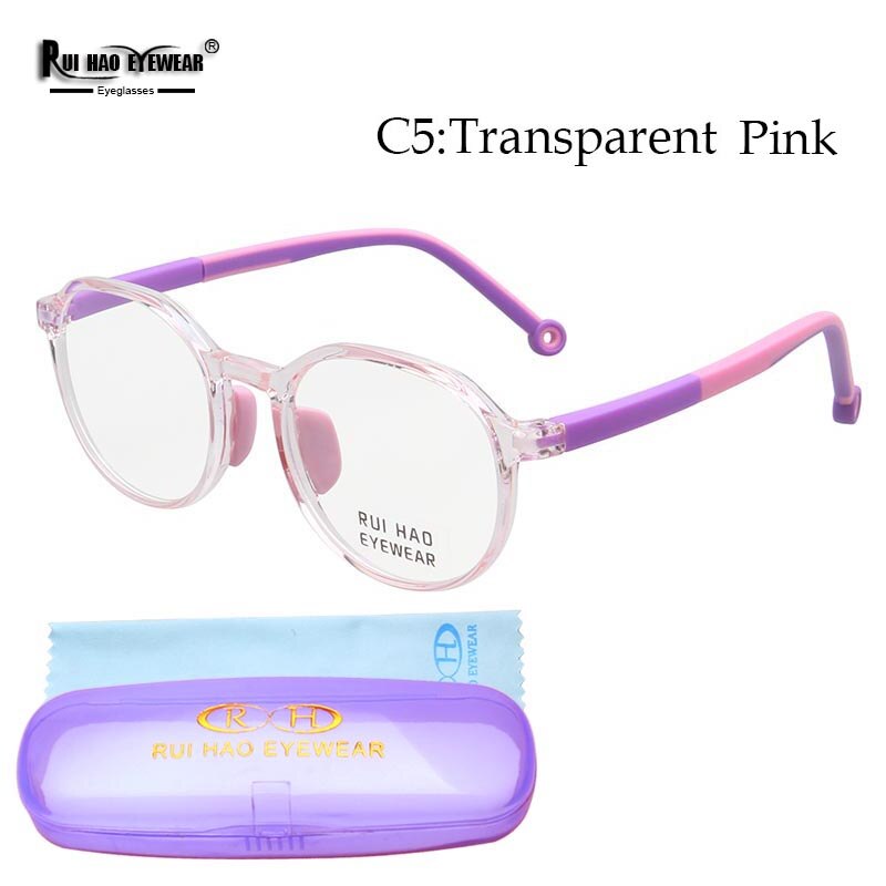 TR90 Kids Glasses Frame Myopia Prescription Eyewear Amblyopia Child Spectacle Student Eyeglasses Frame Boy Girl Glasses: C5 transparent pink