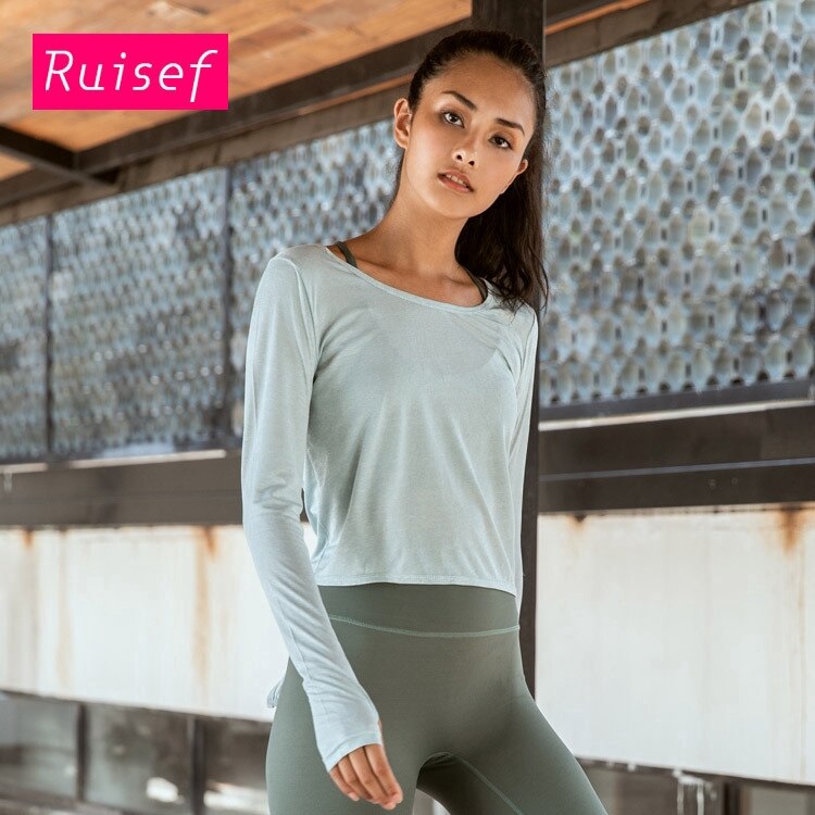 Women sport beauty back top long sleeve running fitness T-shirt