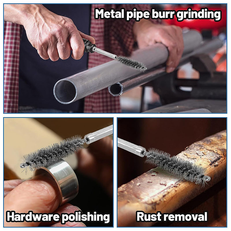 Edelstahl-Bohrbürste, gedrehter Draht, Edelstahl-Reinigungsbürsten für sterben Reinigung von elektrischen Bohrmaschinen und Schlagwerkzeugen