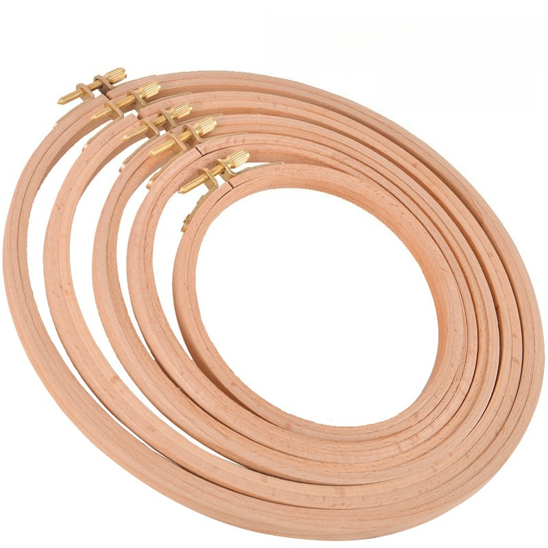Conjunto de marco de aros de bordado de madera redondo de haya de 3-8 pulgadas, anillos de aro de bordado de punto de cruz, herramienta artesanal de costura para el hogar