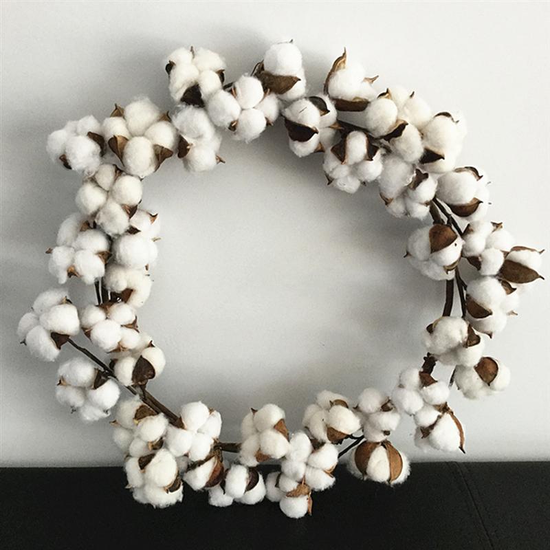 Decoración de de Navidad, simulación corona de algodón hecha a mano, guirnalda de Casa de Campo para pared, puerta delantera, suministros de Navidad A35 1 unidad