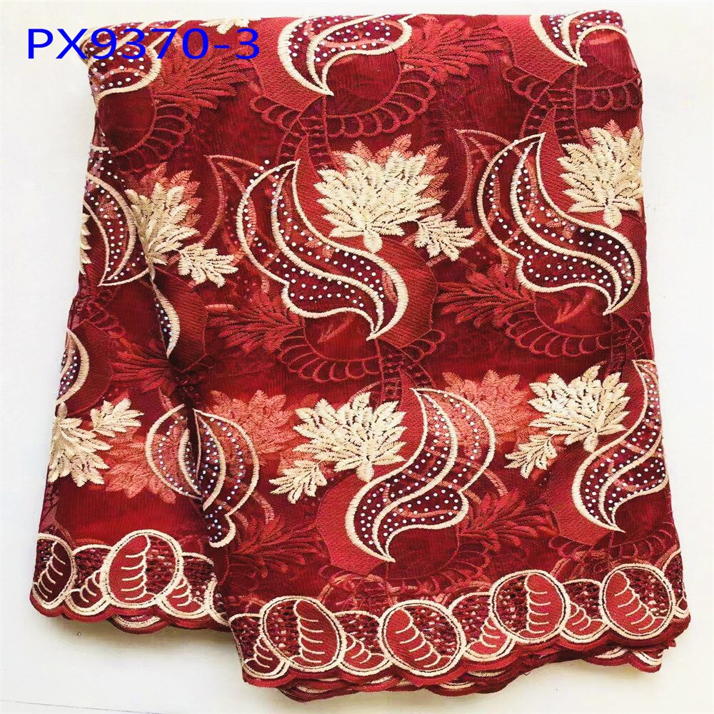 Orange farbe Spitze Stoff Handgemachte perlen Afrikanische Tüll Spitze Für Hochzeit 5 Meter