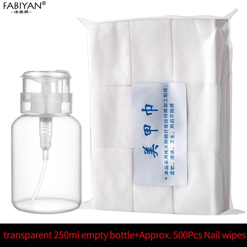 1Pc 250ml Nail Art Empty Plastic Bottle Polish Remover Alcohol Press Pumping Dispenser Nail Art UV Gel Cleaning Manicure Tool: Set 1