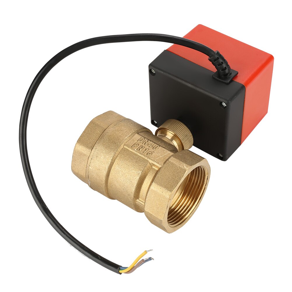 DN40 motorized electric 2-way brass ball valves DN40 DC 24V 2 way 3 wire -with actuator cable for gas water oil