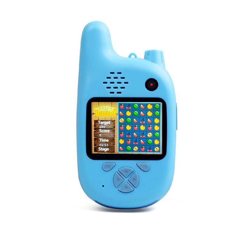 Børnekamera med walkie talkies , 2 in 1 legetøjs walkie talkies til børn barn med 8mp dobbelte linser til piger drenge: Blå intet sd-kort