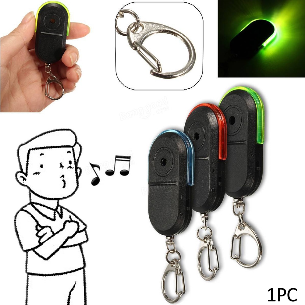 Nyhed fløjte eller råbe trådløs anti-mistet alarm fløjte lyd nøgle finder locator med nøglering led lys rød blå grøn