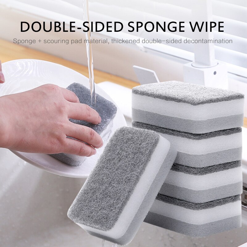 5pcs/lot Kitchen Cleaning Magic Sponge Home Cleaner Cleaning Sponge dish Washing Cloth Kitchen Cleaner Sponge Scouring Pad TSLM2