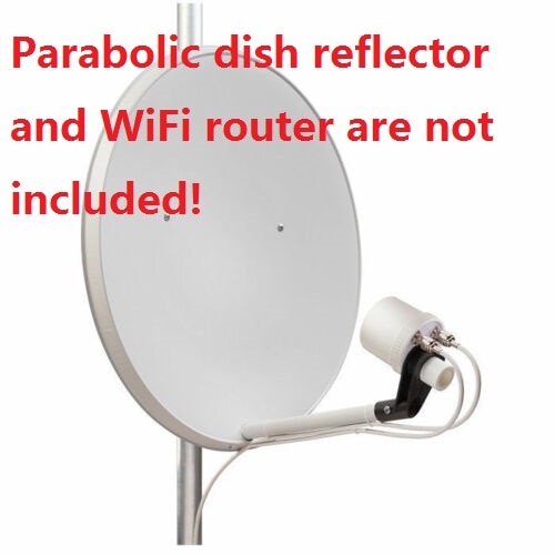 Dual polarity feed antenna 1700-2700 MHz (WiFi,GSM) for parabolic dish reflector