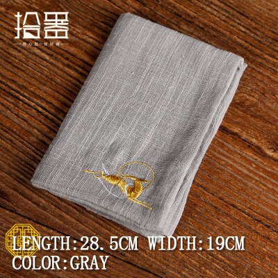 Vintage bomuld / linned broderet bord serviet viskestykke kinesisk duge hjorte mønster absorberende rengøringshåndklæder tilbehør: Lysegrå