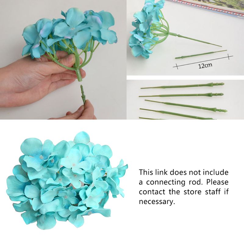 1pc 15cm- blomster hortensiahoveder og 12cm / 25cm / 33cm plaststængler til diy buket hjemmelavet bryllupsfest dekoration